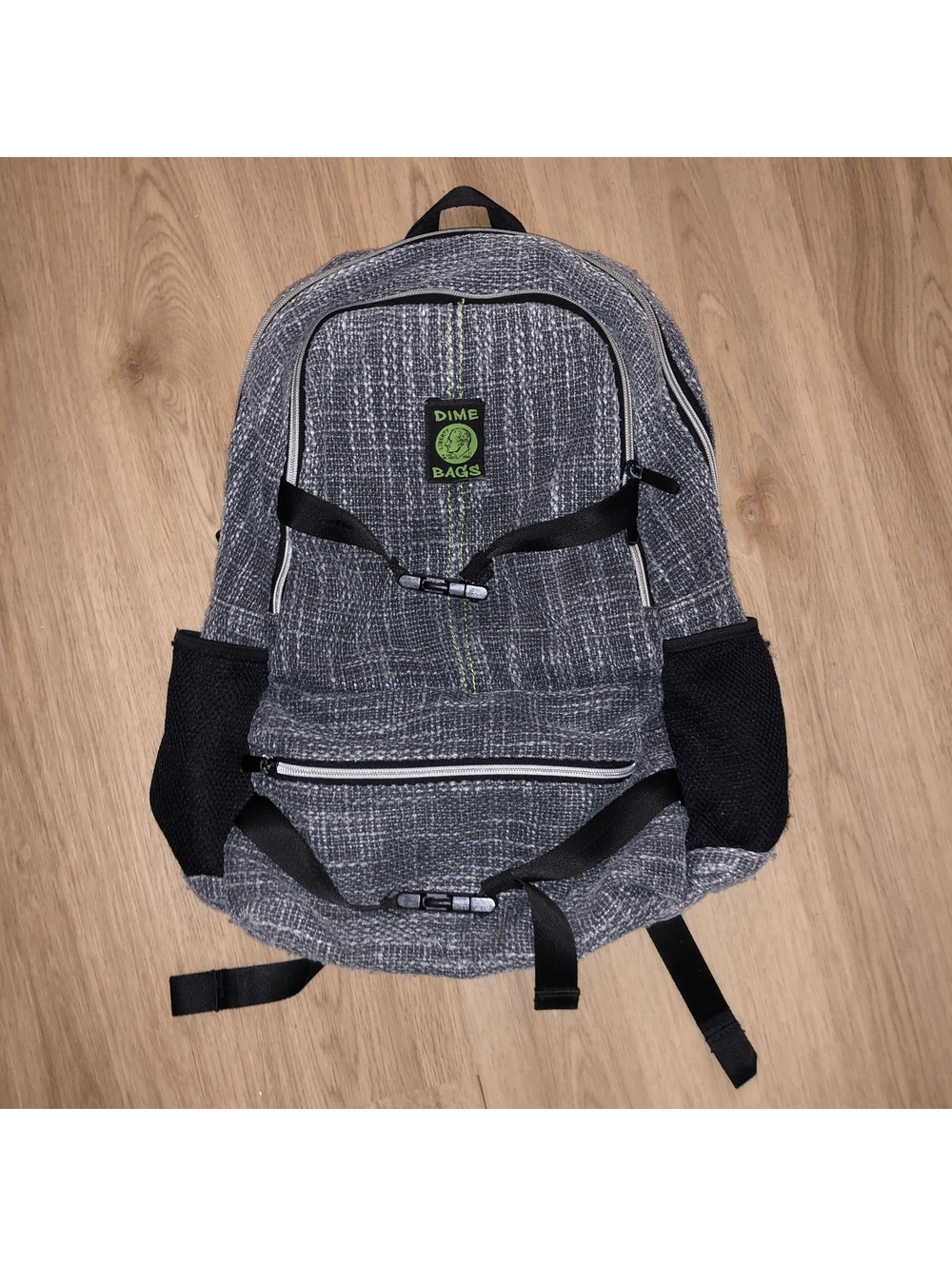 DIME BAGS HEMP GRAY RECYCLED BUDDY BACKPACK STRAPS LARGE MODEL 20” GRAY FABRIC